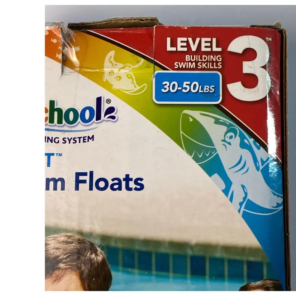 Swim Schools Blue and Orange Fabric Arm Floats 30-50 lbs. New in Box
